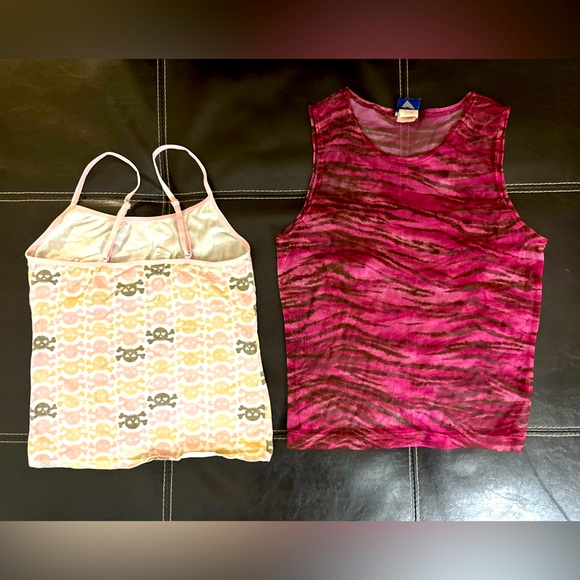 Y2K Pink Spaghetti strap BabySkull & Mesh Zebra 2-PieceTop - Picture 6 of 6